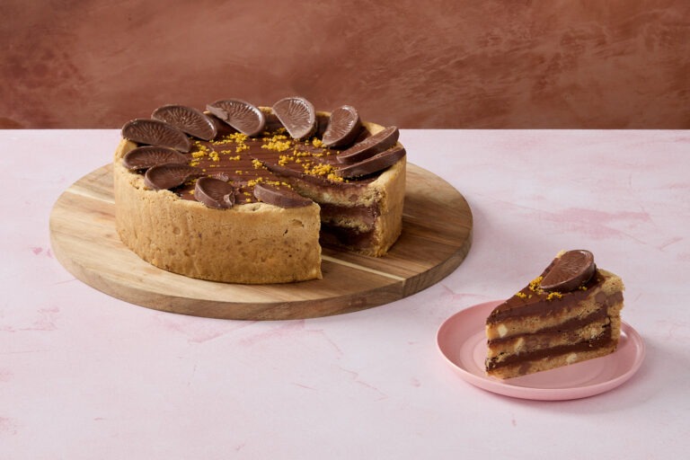 Sliced chocolate orange cookie pie