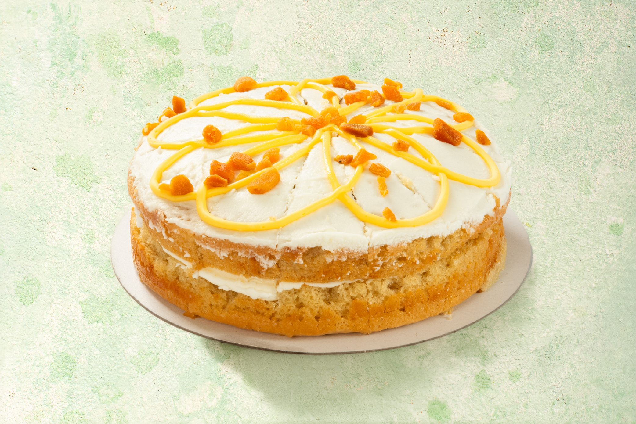 Vegan St Clement's cake with orange and lemon icing.