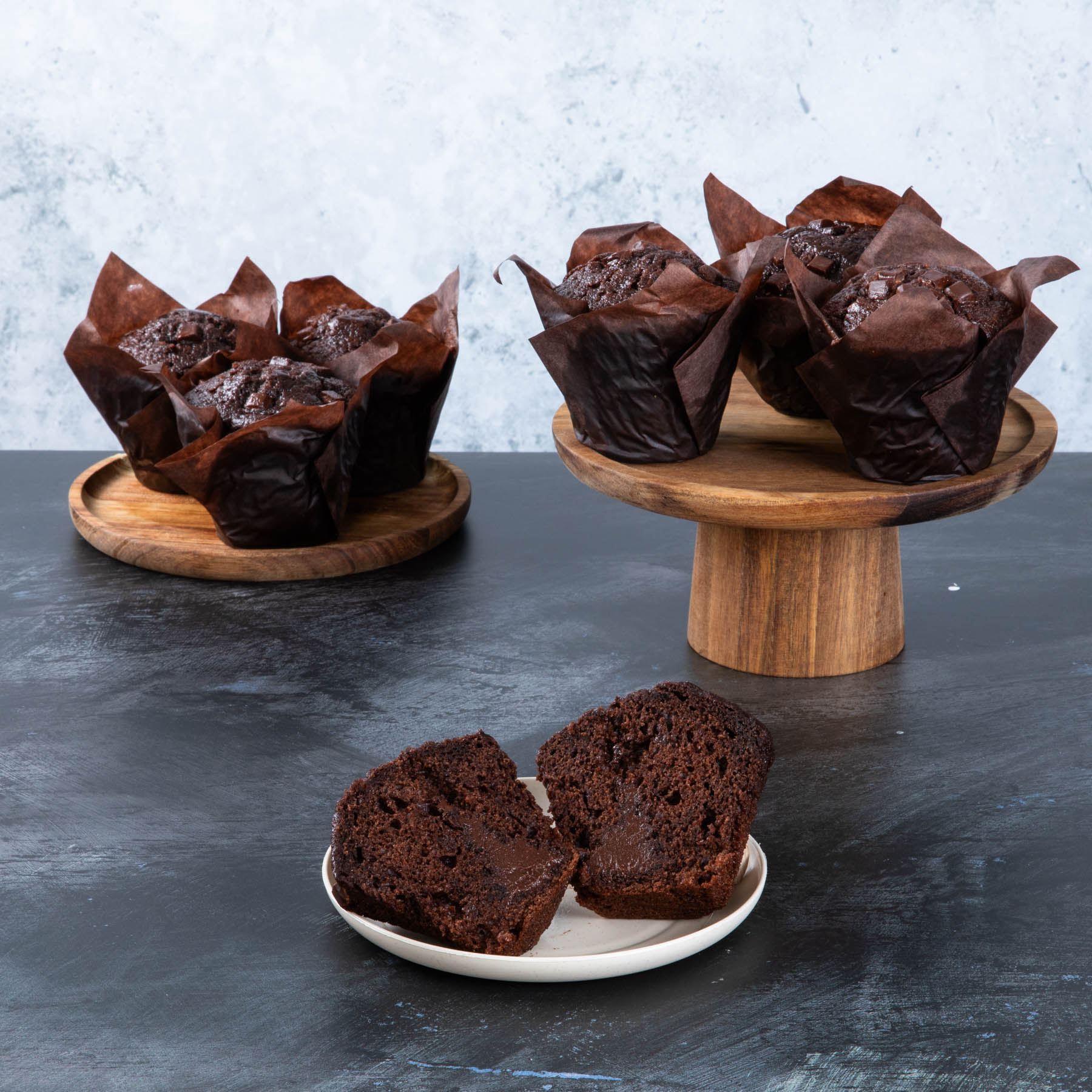 a triple chocolate muffin